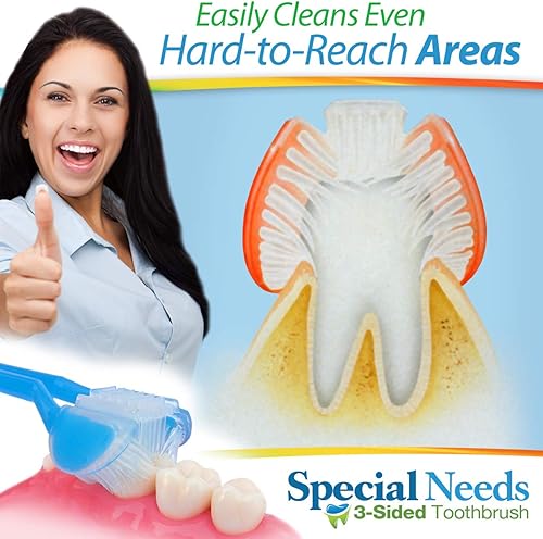 Miniatura 4 de DenTrust Paquete de 4 para necesidades especiales, el único cepillo de dientes de 3 lados seguro para niños, fabricado en Estados Unidos, rápido,