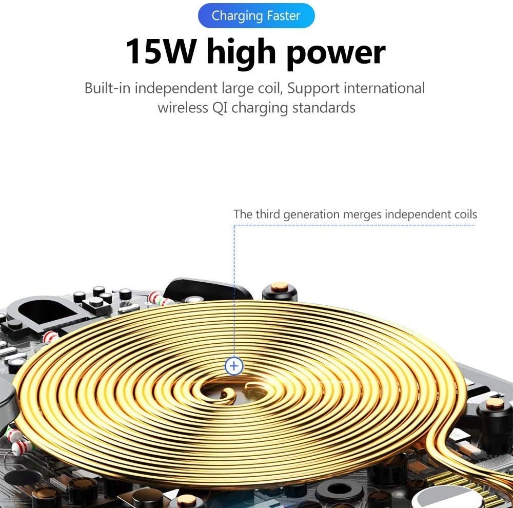 Caricabatteria da auto senza fili, 15W / 10W / 7.5W / 5W Carica rapida Carica per auto Air Spat Phone Portafoglio, culla auto regolabile con protezione graffiante, cuscinetto per cellulari au