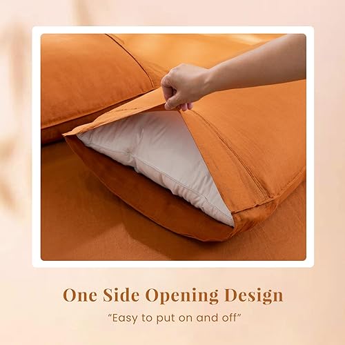 Miniatura 120 de S VICTORY SYMBOL 100% Organic Linen Pillowcases 20"x30" Set of 2,French Natural Flax Soft Durable Pillowshams Sandy Beige,Standard