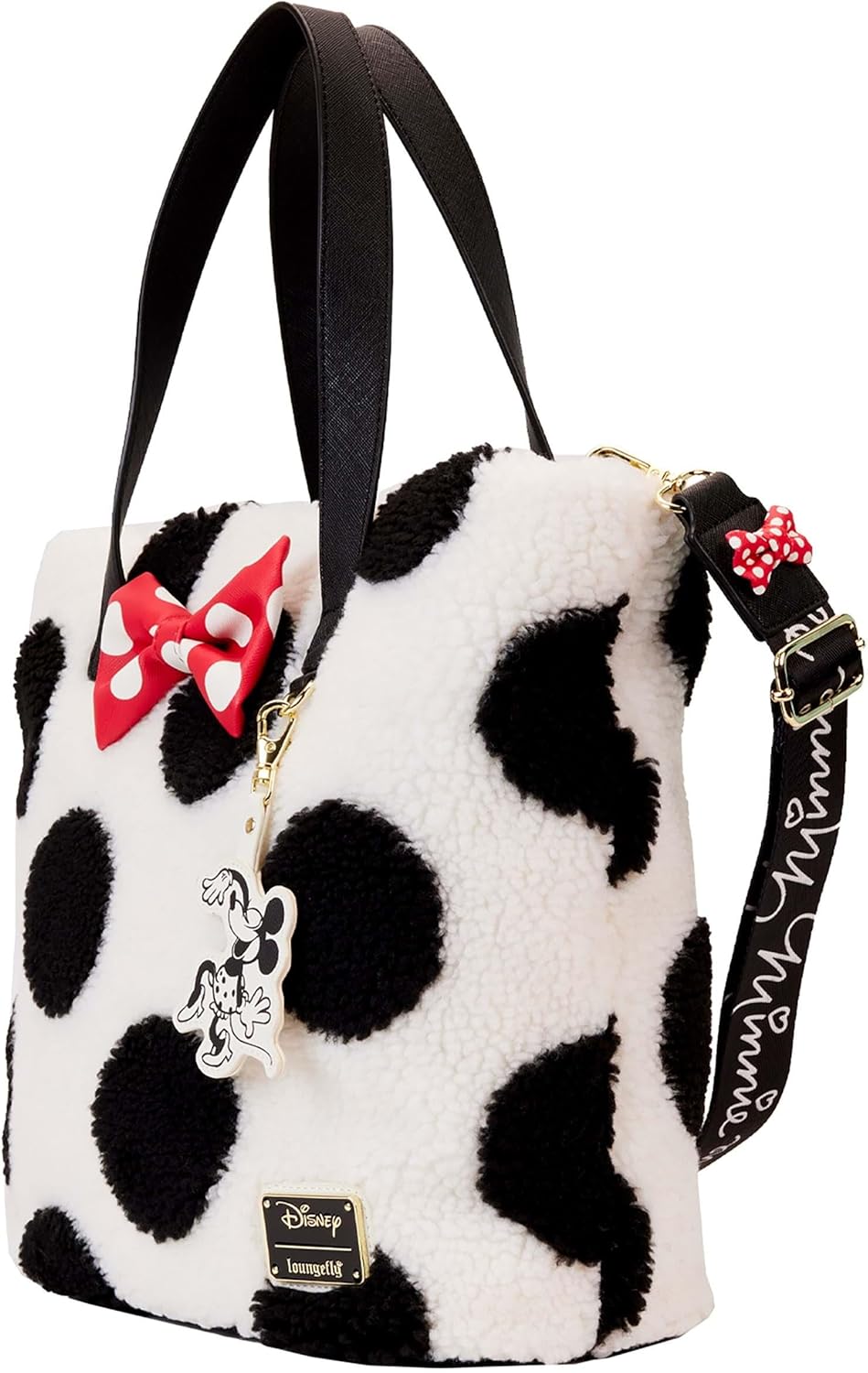 Loungefly Minnie Mouse Rocks the Dots Classic Sherpa Tote Bag | Disney Bags