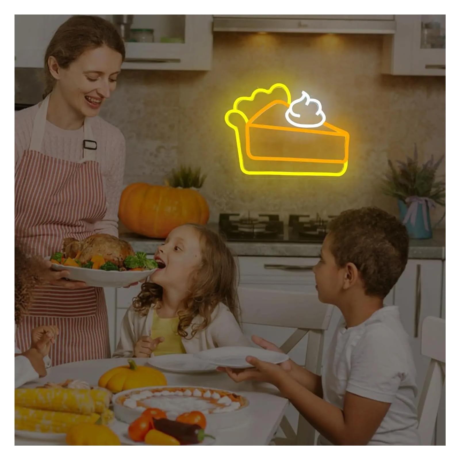 XENITE Luces Art Decoration Christmas Letrero De Neón De Pastel De Calabaza, Luz Regulable Para Pastel Para Fiestas, Restaurantes, Cafeterías, Chimeneas Y Decoración De Pared 31.5cmx23.2cm