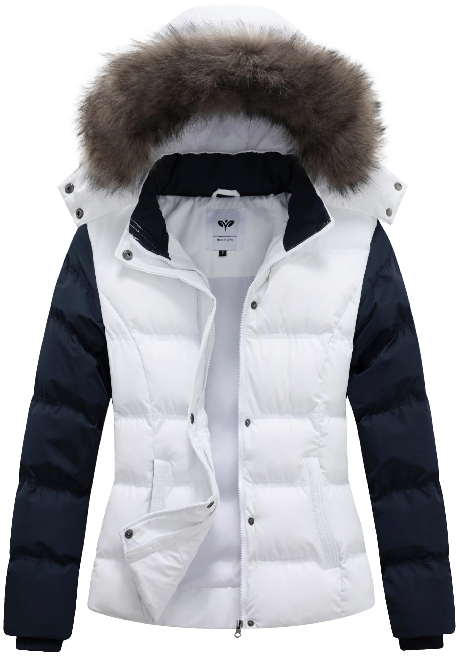 GGleaf Women's Hooded Warm Winter Coat (Standard & Plus Size) Quilted Thicken Puffer Jacket with Removable Fur Hood