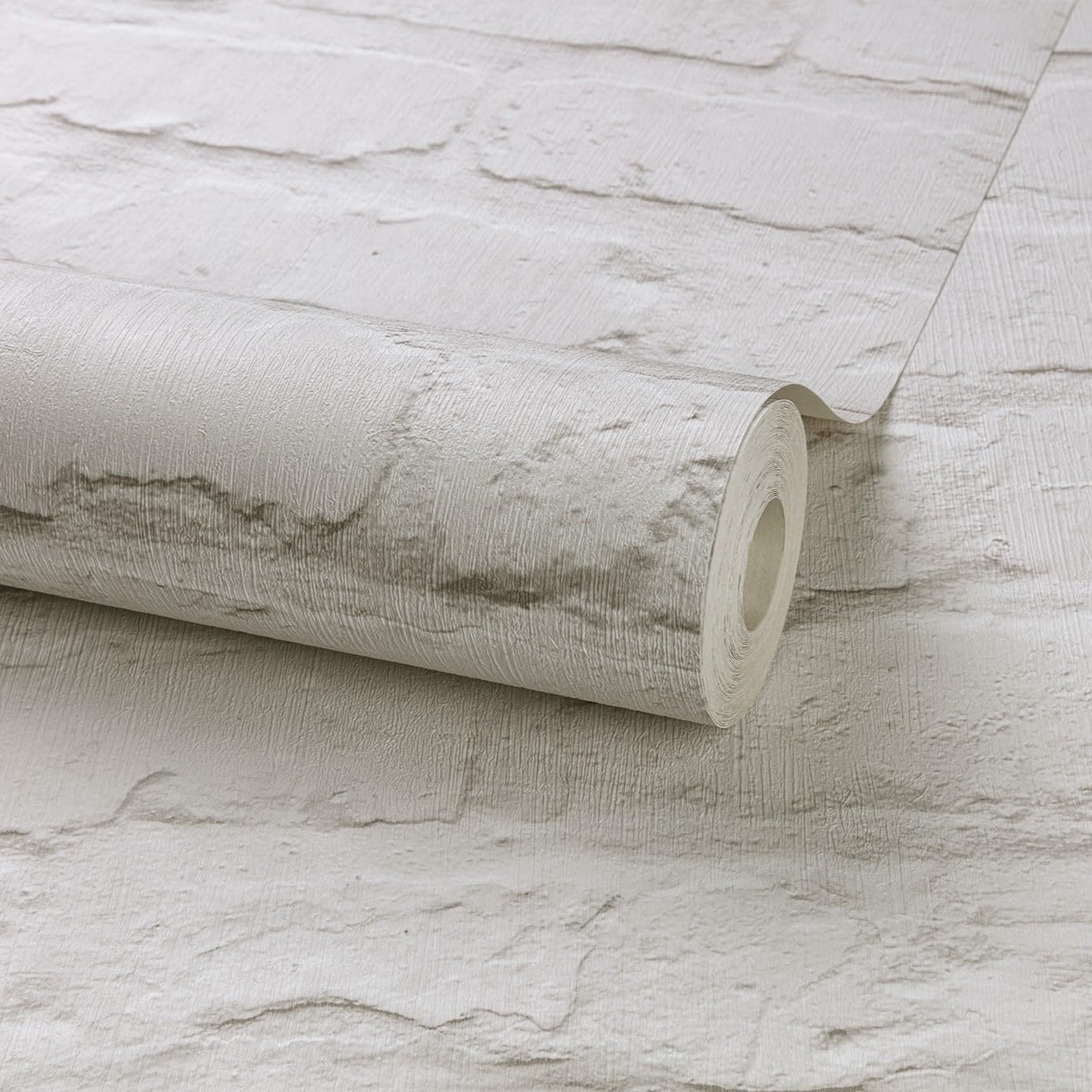 Grandeco Rustic Painted Brick Textured WallpaperWhite from B&Q