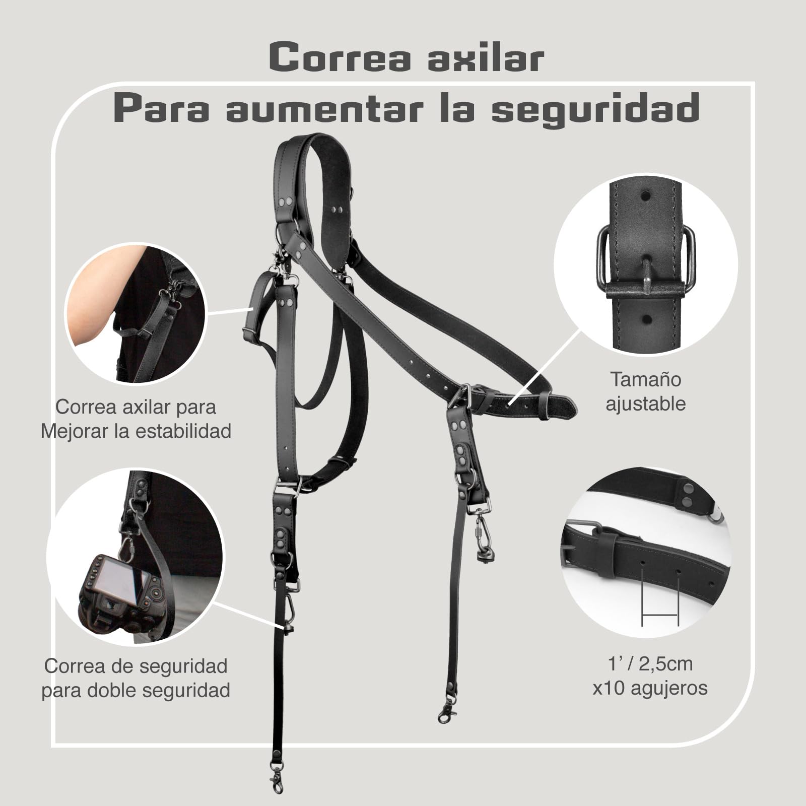 Correa de cámara para 1 o 2 DSLR, correa de cámara de cuero para 1 o 2 cámaras, arnés de cámara dual, correa de cámara de cuero para hombro para fotógrafos