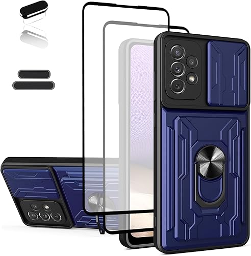 Funda tipo cartera para Samsung Galaxy A52 (5G) de 6.5 pulgadas, ranura para tarjetas de crédito, puerta corrediza, diseño portátil, doble capa