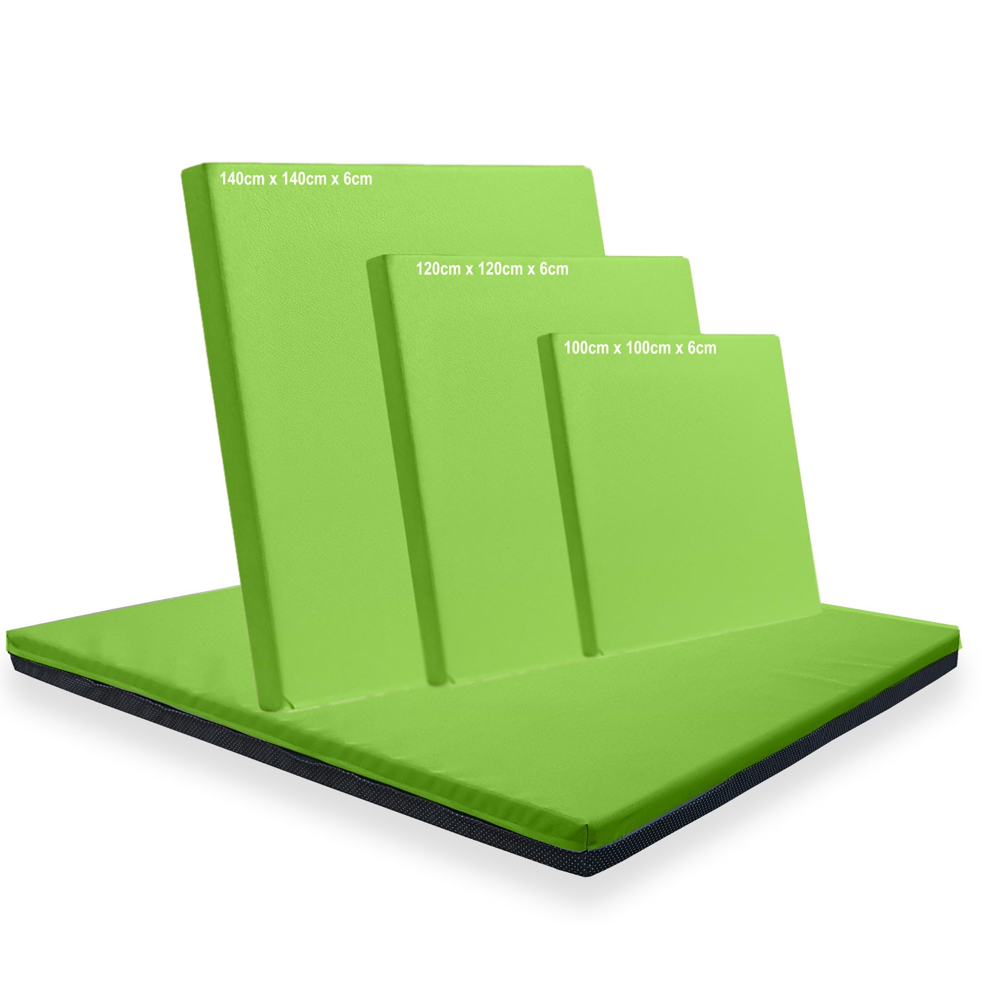 Non Slip Gymnastics Exercise Soft Play Floor Mat For Yoga Aerobics Landing Crashing Training Safe Space for kids (Lime Green, 100cm x 100cm x 6cm)