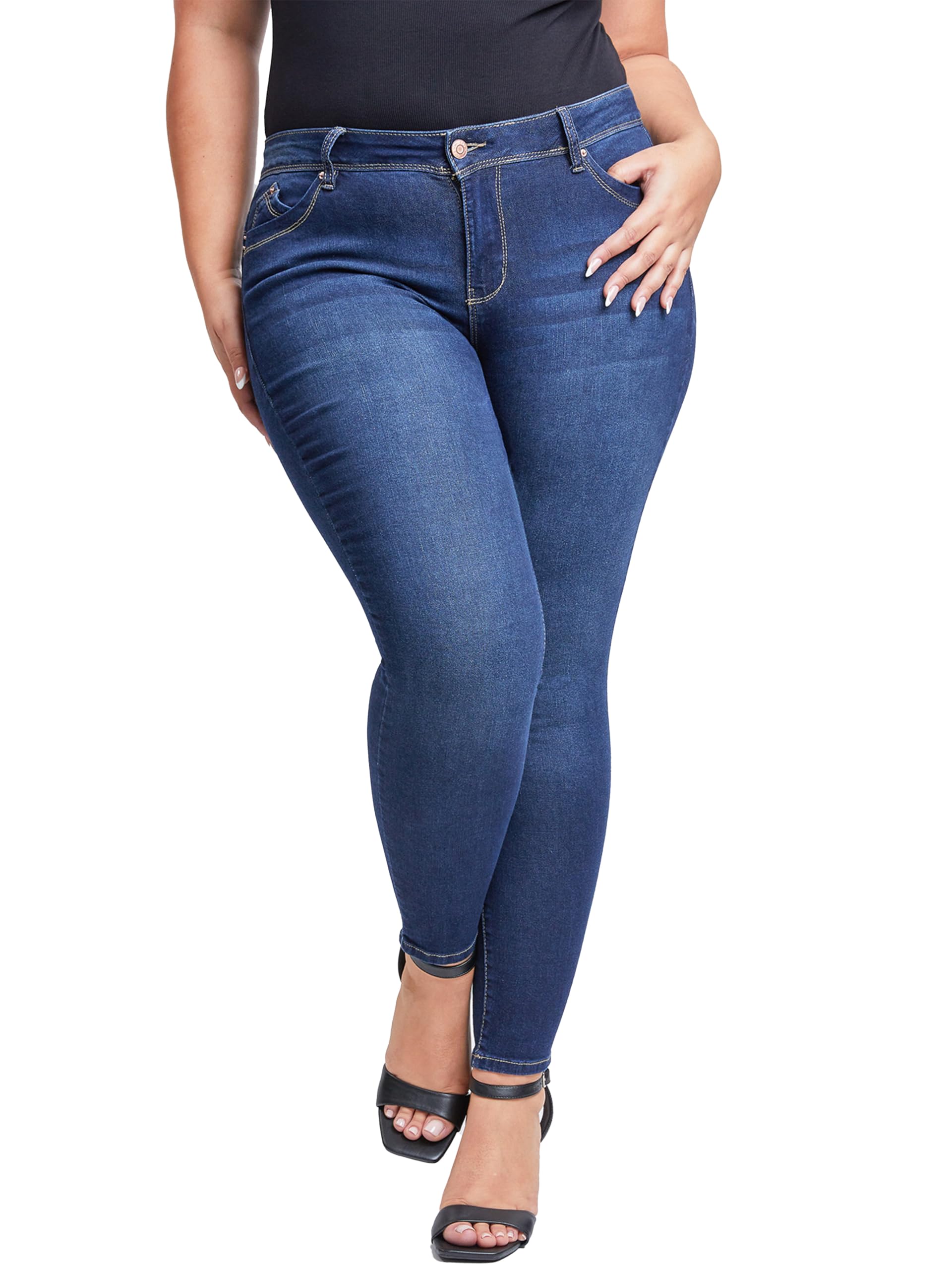 YMI Women's Plus Sustainable Wannabettabutt Skinny Jeans