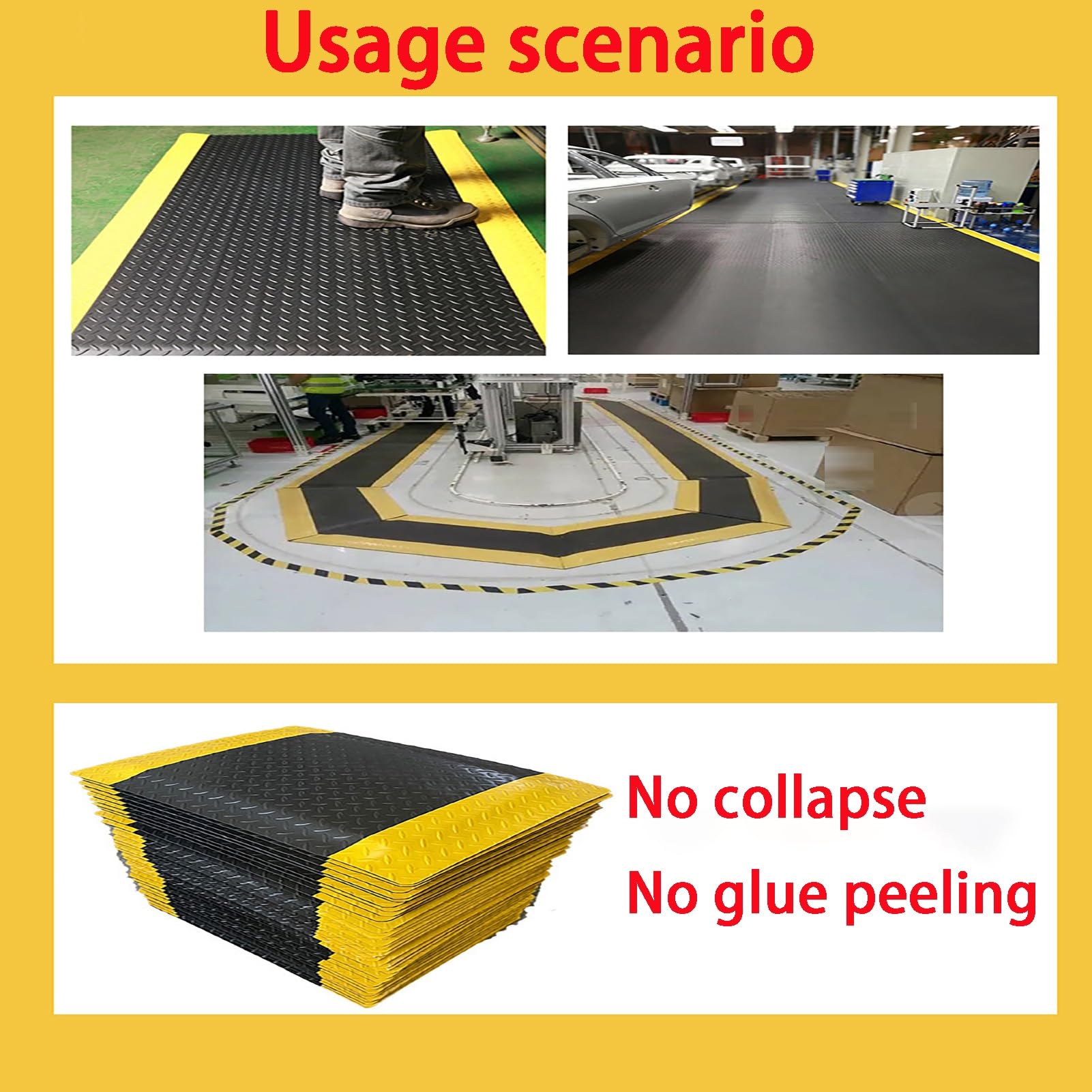 Estera antiestática antifatigu de 20 mm de Espesor con Borde Amarillo, Alfombra de Piso Industrial Acolchada for Taller, Laboratorio, almacén(60x60cm/23.6x23.6in)