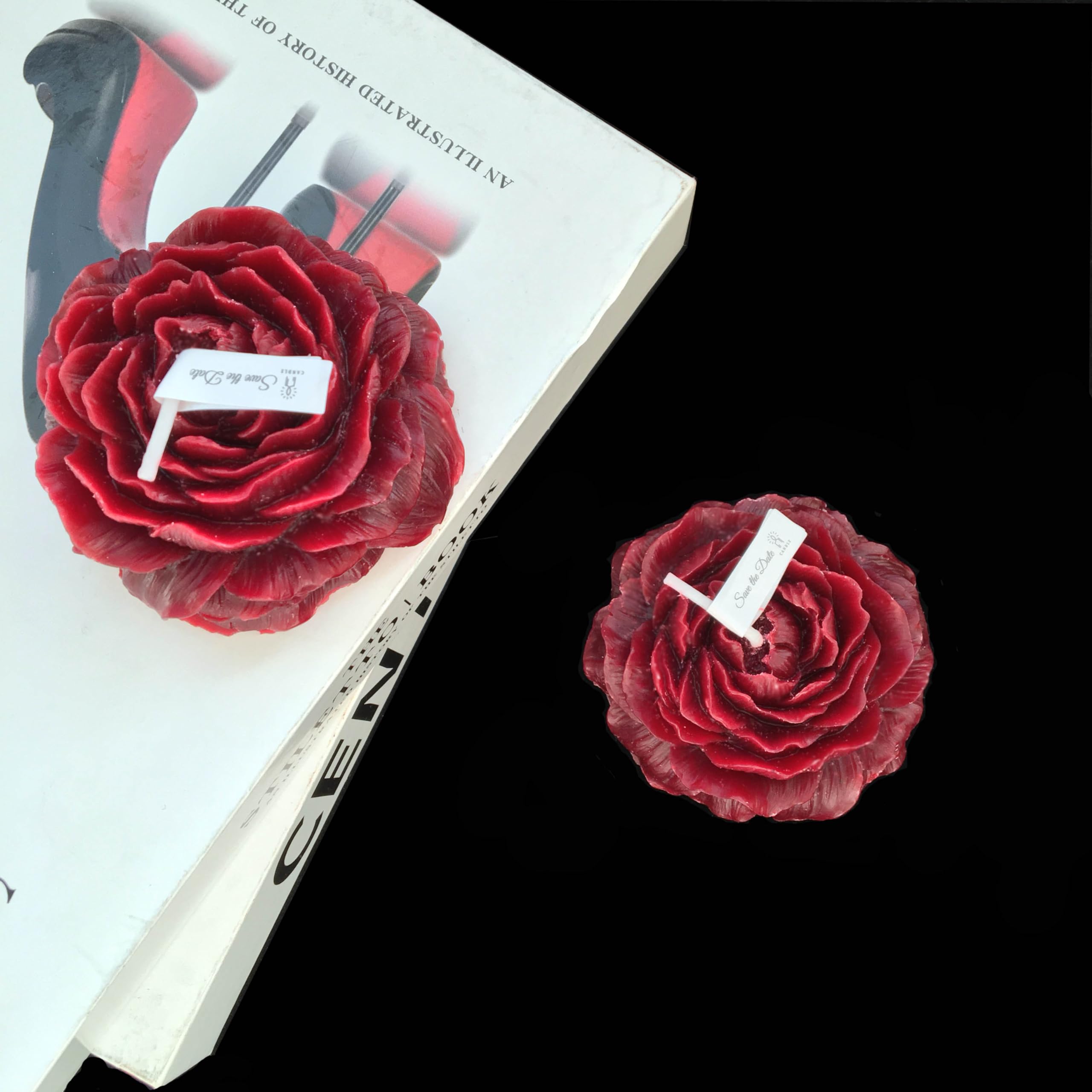 4 Pcs Low Temperature Candles Wine Red Peony Flower Shaped Scented Candles Adult Low Heat Body Safe Candles Wax Play for Couples Date Night