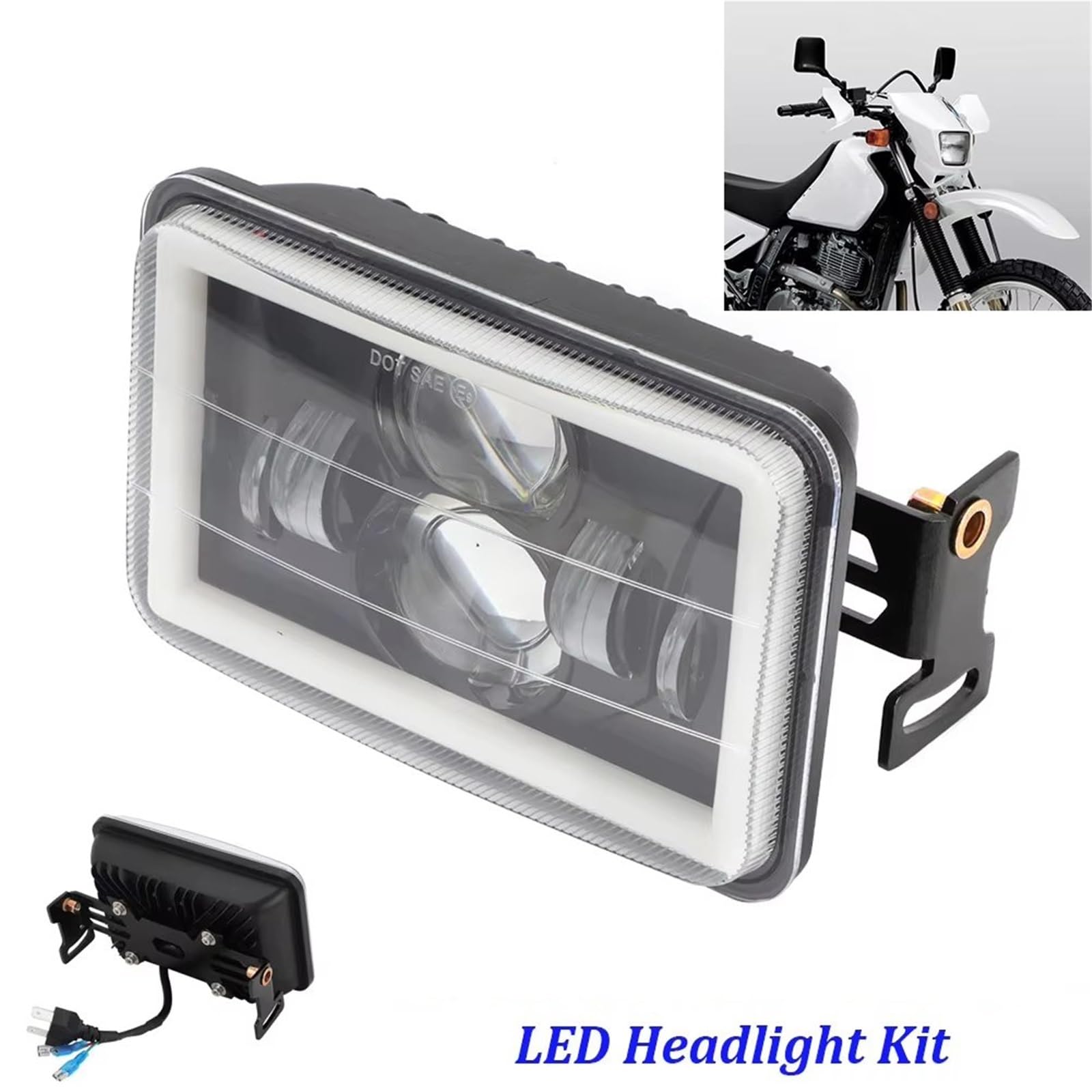 Faro Anteriore per Moto per Suzuki per DR650 per DRZ-400 Kit Faro LED con Staffa Lampada Frontale Plug & Play 3 Stile