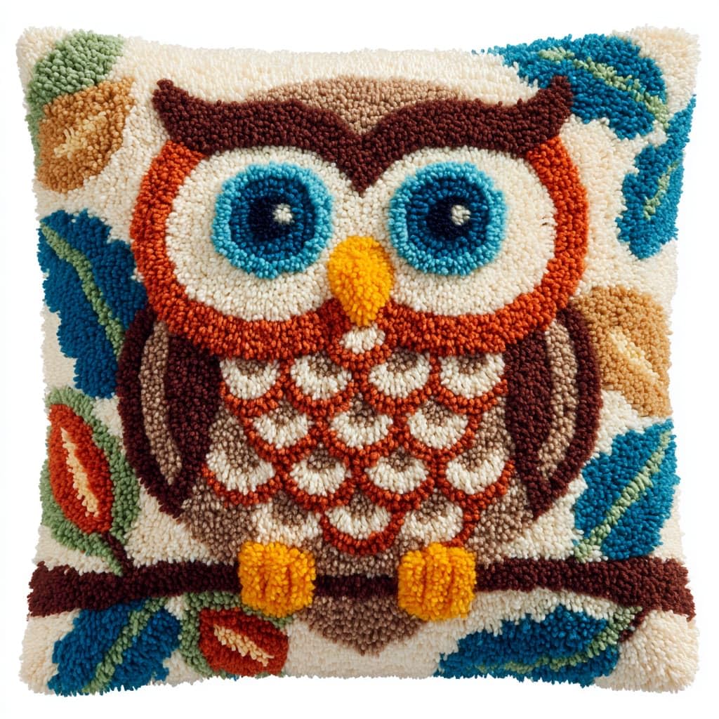 WallustrioaW Latch Hook Cushion Kits for Adults,Animal Owl