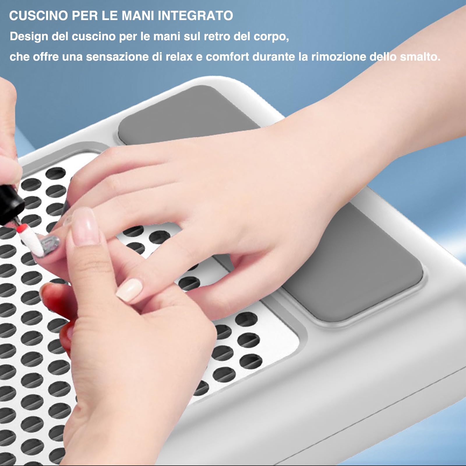 VOLTIX Aspiratore Unghie Professionale 80W, Velocità Regolabile fino a 4500RPM, LCD Touch Screen, Aspirapolvere per Unghie a Batteria, Macchina Aspiratore per Manicure e Pedicure