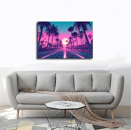 Miniatura 4 de Neon Vaporwave Art Print  Cyberpunk Aesthetic Wall Decor  Retro Futuristic Subculture Poster  Trendy Modern Artwork Canvas Wall Art Print Poster For