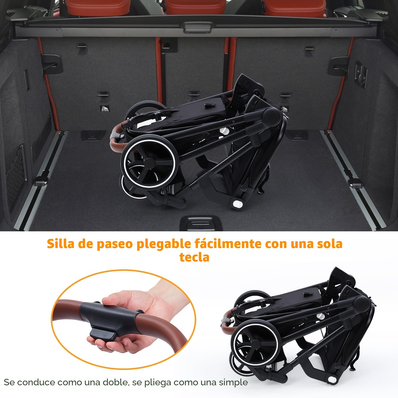 Cochecito doble para dos niños, con función reclinable, respaldo ajustable, plegable, de 0 a 36 meses
