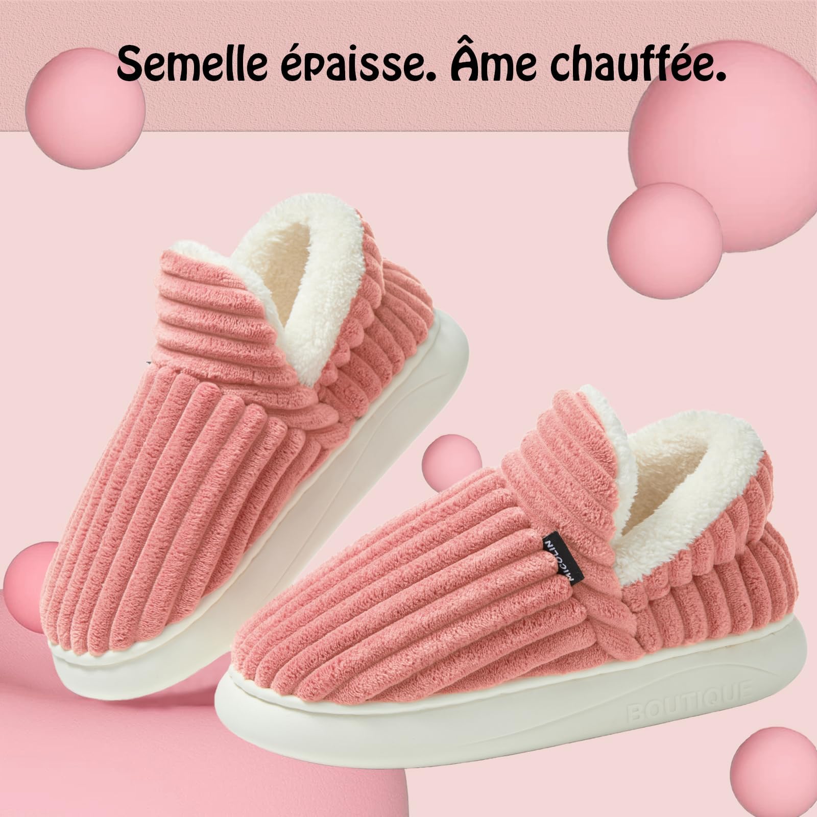 Chaussons Femme Homme Hiver Chaud Pantoufles Confortable Fermé Mousse Mémoire Antidérapantes l'intérieur et l'extérieur