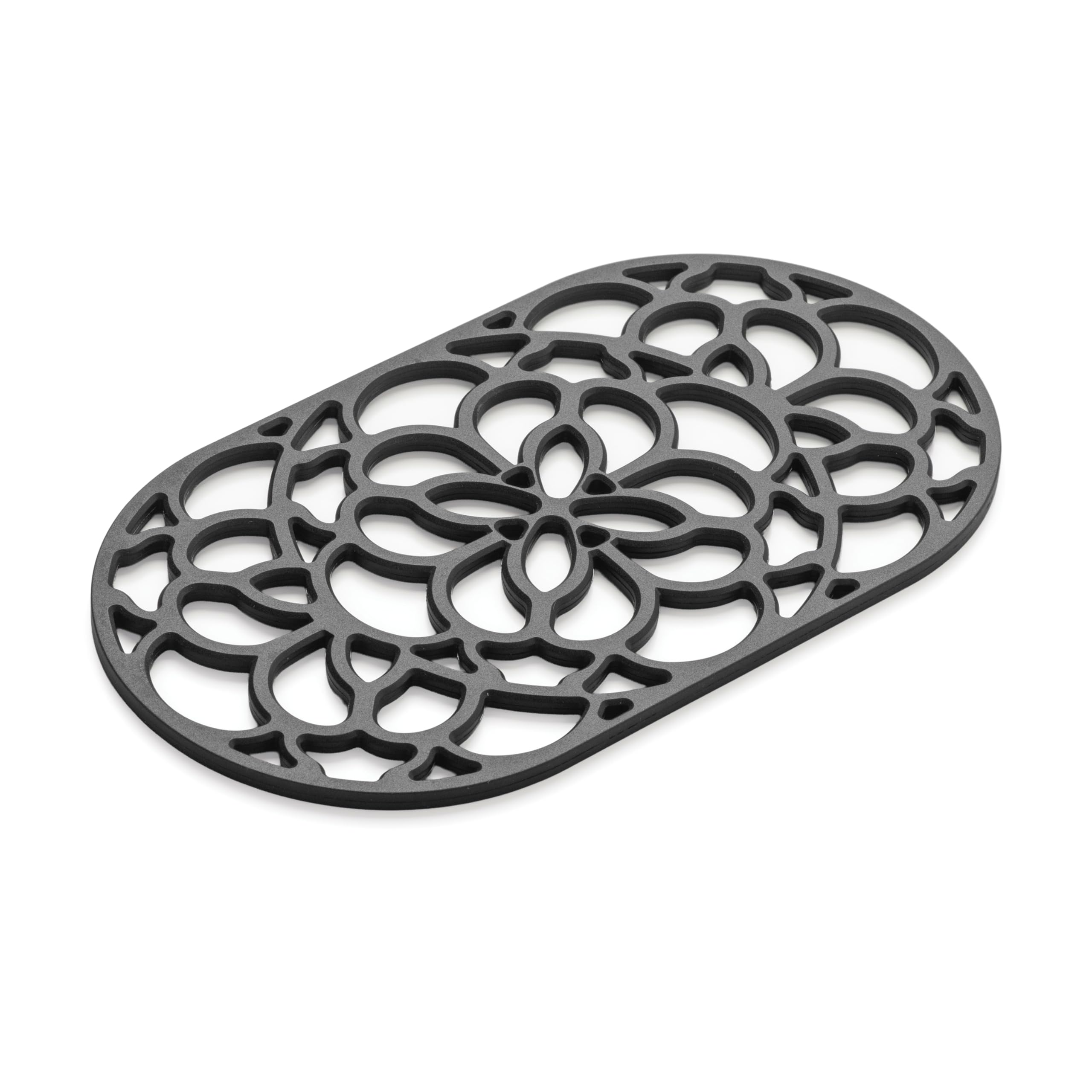 Zeal Large Silicone Trivet Mat Kitchen Worktop Protector for Hot Pots & Pans (32 x 18 cm) – Heat Resistant Non-Slip Oval Trivet (Black)