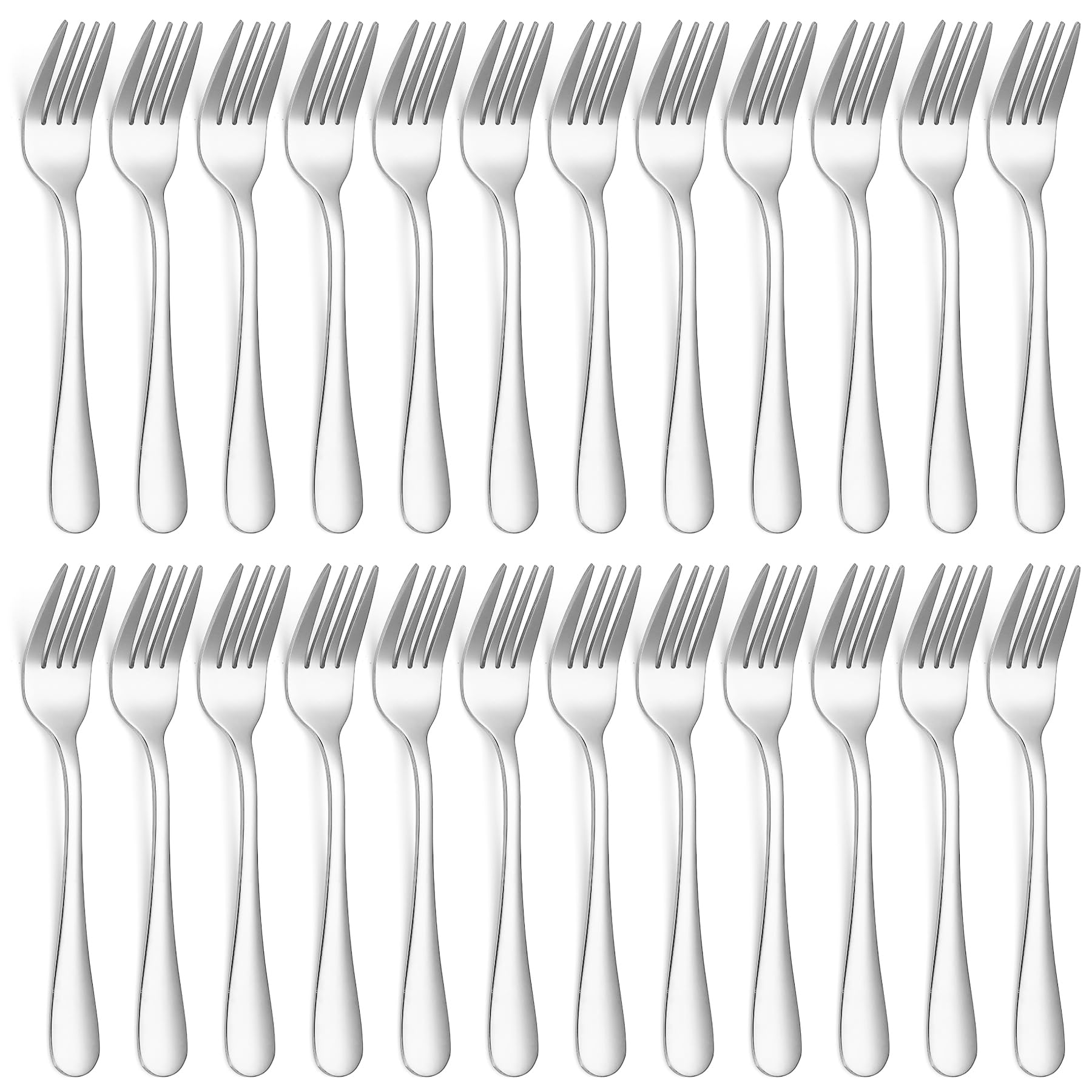 Evanda Lot de 24 fourchettes à dessert en acier inoxydable de 14,3 cm pour fruits, gâteaux, fromages, fêtes, cafés, restaurants, faciles à nettoyer, passent au lave-vaisselle