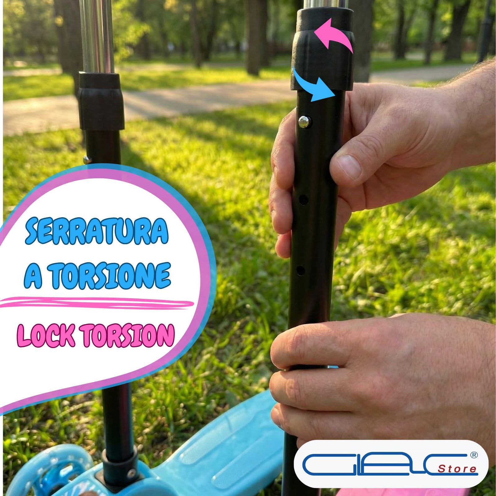 Monopattino per Bambini 3+, 3 Ruote con Luci LED, Manubrio Regolabile 52-72 cm, Design Coccinella, Rosa o Azzurro