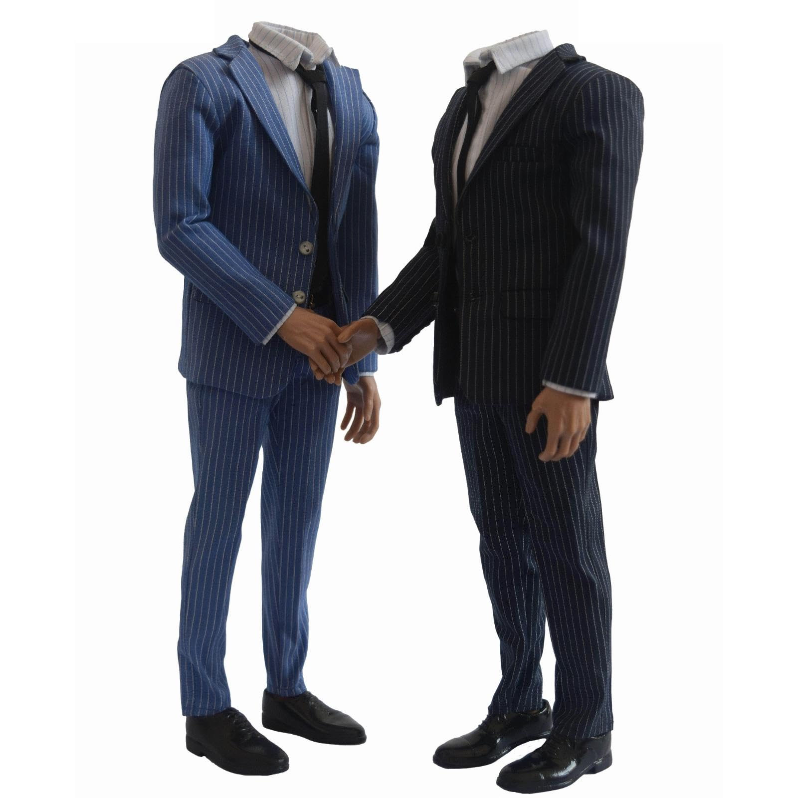 Puppenminiatur Mantel, Herrenanzug, Uniform Outfit, Jacke, Hose, Hemd, Krawatte, Gürtel, Realistisches Stoffmaterial, für Männliche Figuren Im Maßstab, Blau