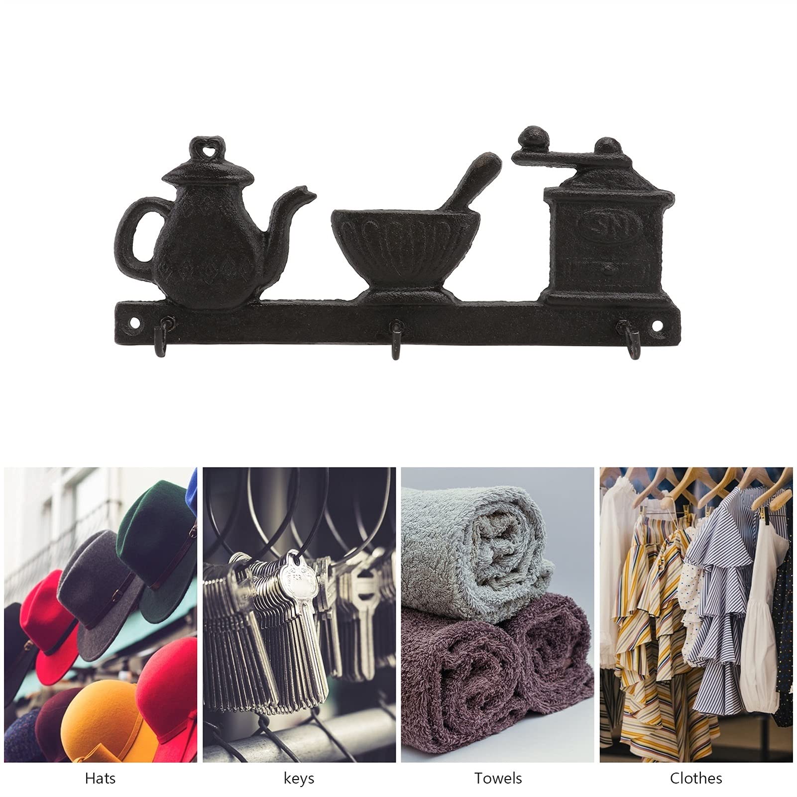 Wieszak ścienny na ubrania 1 PC Retro Czajnik Odzież Hak Wiszący Coat Rack Creative Iron Wall Hook (10.49x4.13x2.16inch) Haczyk do drzwi