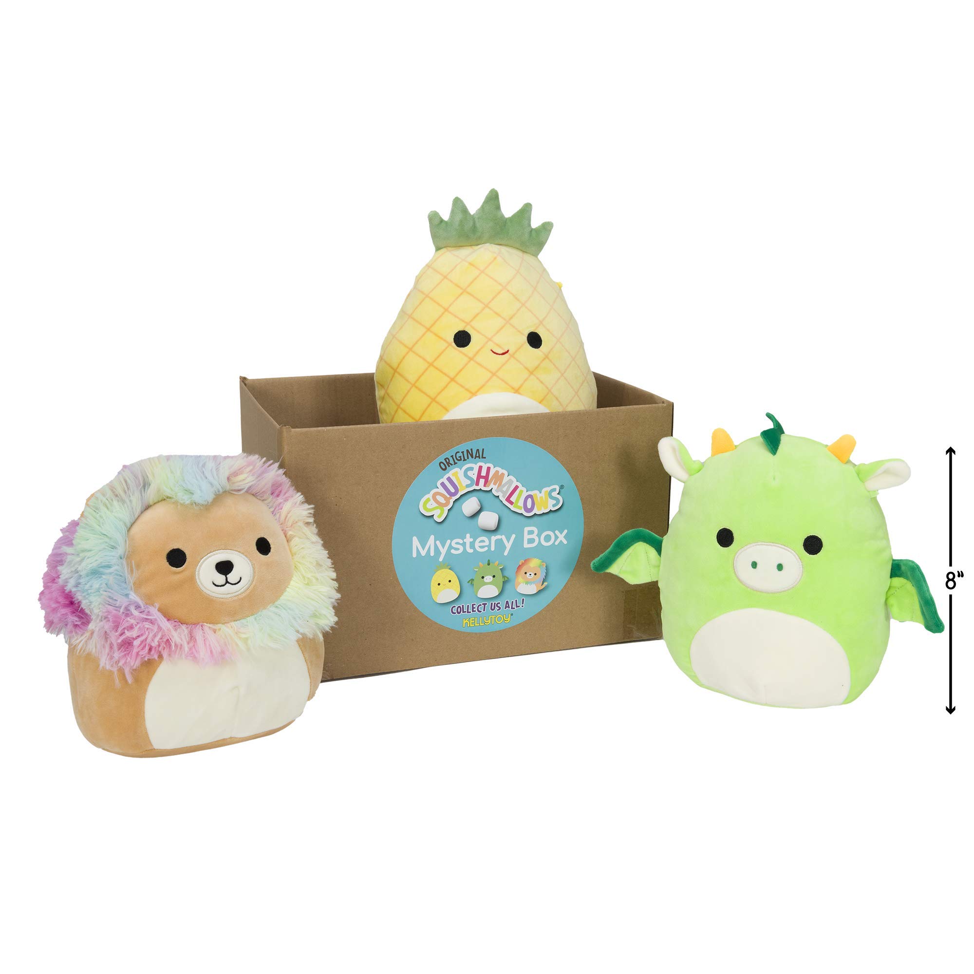 Squishmallows Official Kellytoy Plush 8" Plush Mystery Box Three Pack Styles Will Vary in