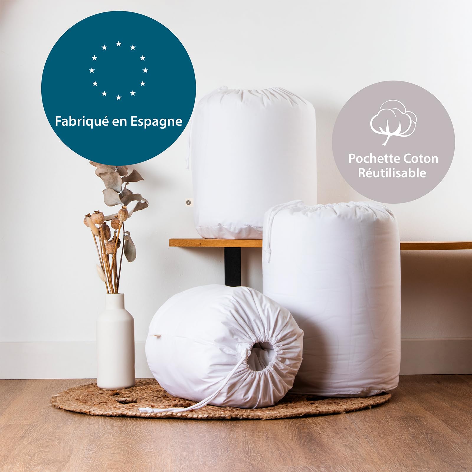 Kadolis - Couette Enfant 4 Saisons 140x200 cm Tencel™ Coton Bio - Hawi | Couette 4 saisons pour lit 1 personne - 300gr/m2 - douce et respirante - certifiée OEKO-TEX®