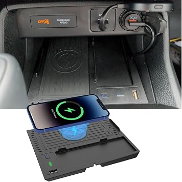 Wireless Car Charger for Honda Civic 2025-2022, OEM Custom Fit Wireless Fast Phone Charging Pad with USB Port, Automotive Center Console Organizer for Honda 11th gen Civic AccessoriesBlack