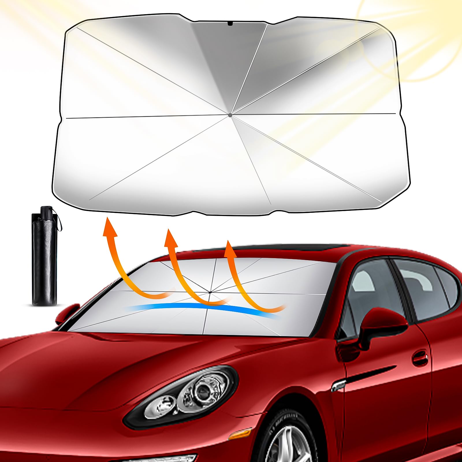 D-Lumina Parasol Coche Delantero,Parasol Coche Delantero Plegable,con Anti UV Rayos,Fácil de Instalary Almacenar,para Mayoría de Coches, SUV, Camiones (L-140×80cm)