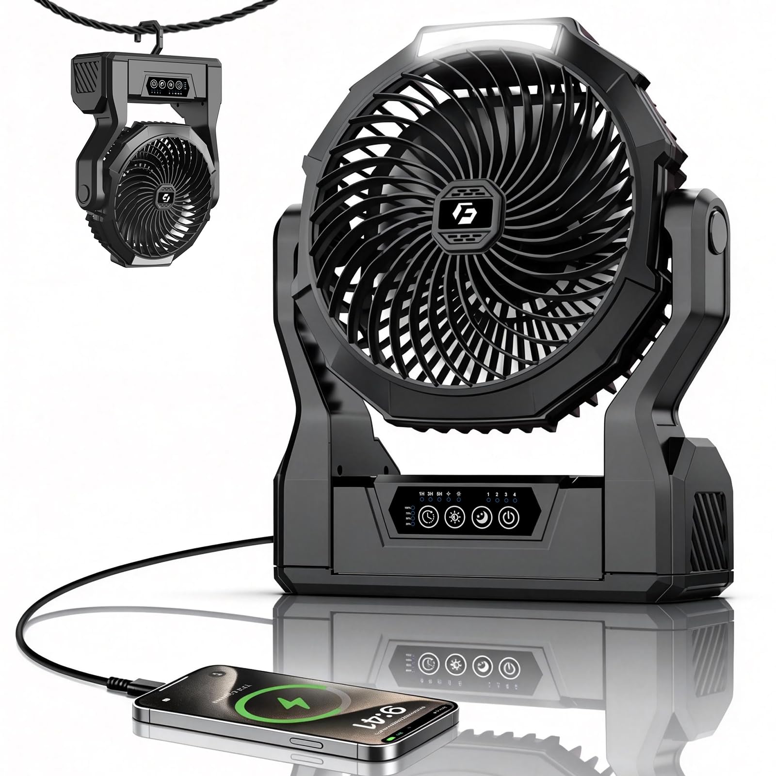 Photo 1 of XZK Camping Fan,Deep Black