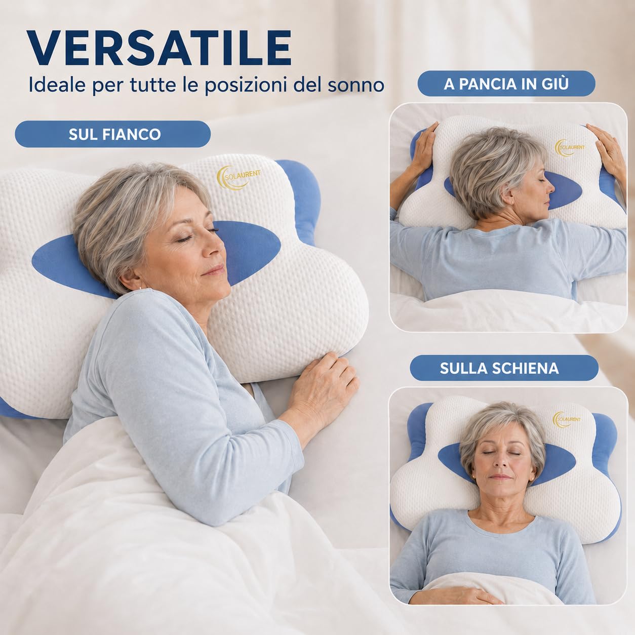 MorphéaLux® Cuscino Ergonomico Cervicale Anti-Dolore, Cuscino per il Collo Ortopedico, Forma Farfalla per Tutte le Posizioni, Anti-Ronflio e Apnea Posizionale