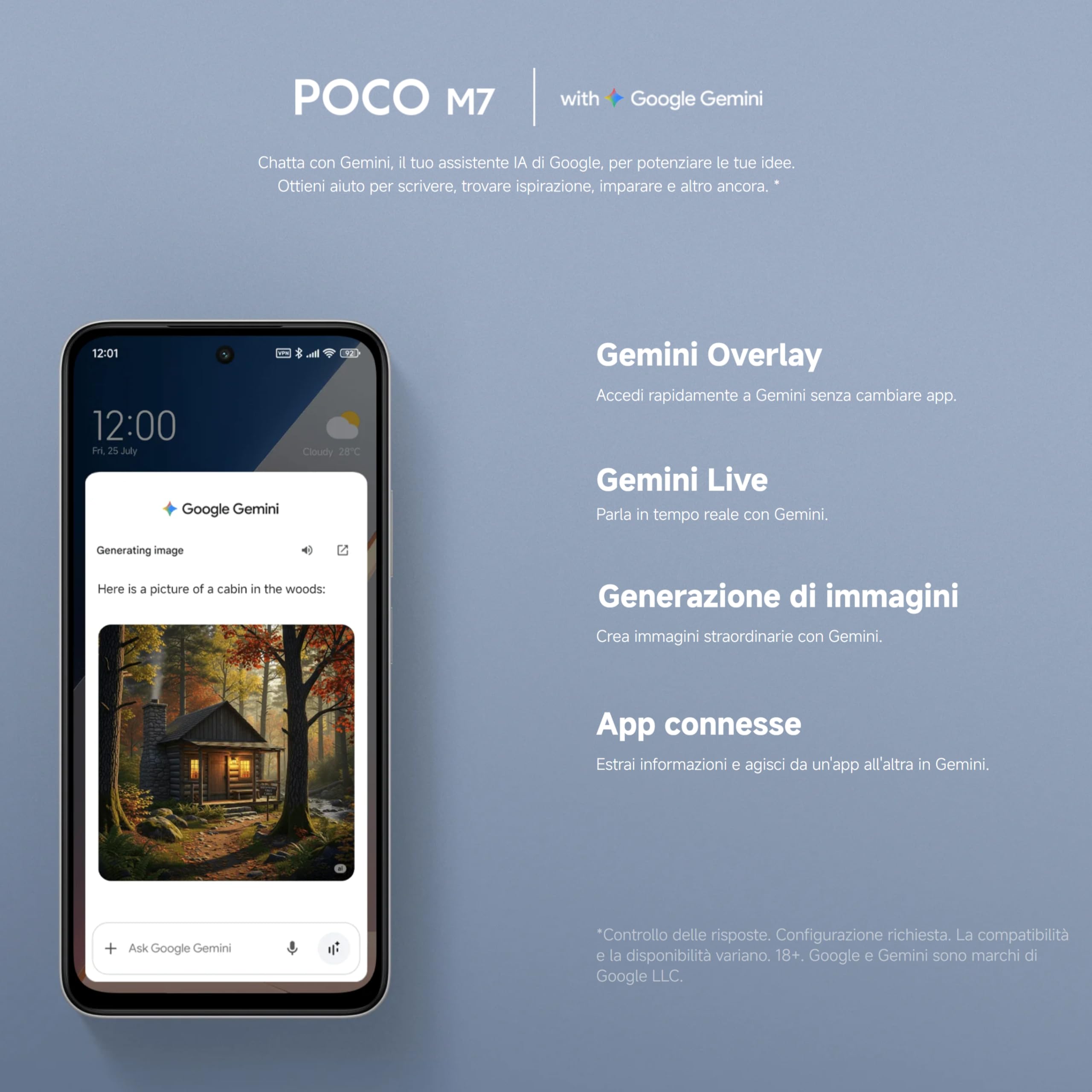 POCO M7, Smartphone 6+128GB, Argento, Display FHD+ da 6,9" 144Hz | Snapdragon 685, Doppia fotocamera AI da 50MP, Batteria da 7000mAh, Garanzia di 2 anni