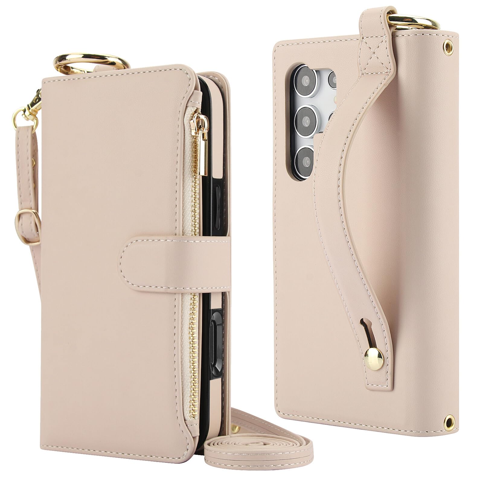 Étui Samsung Galaxy S25 Plus portefeuille en cuir blanc avec fermeture éclair - 7