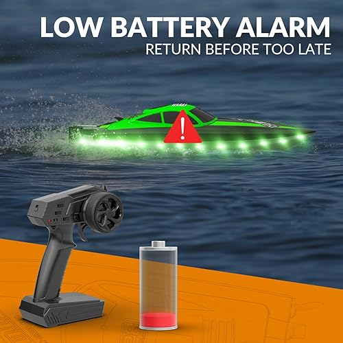 Miniatura 5 de VOLANTEXRC Barco a control remoto rápido de 20 MPH para adultos, barcos de juguete de 2.4 GHz para piscinas y lago con 2 baterías recargables,