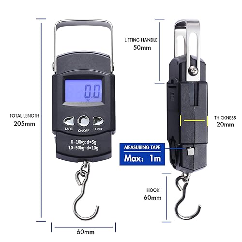 Miniatura 2 de Paquete de 2 básculas de pescado, báscula de peso portátil para equipaje con pantalla LCD retroiluminada, 110 libras 110.2 lbs, báscula electrónica