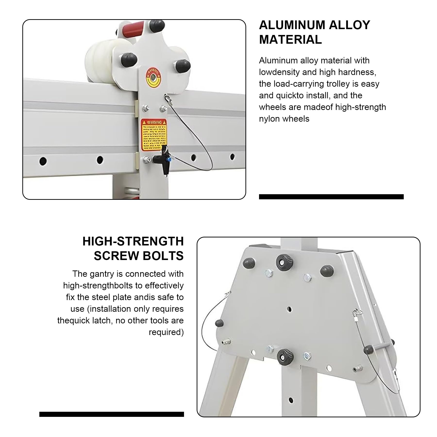 Leichter Portalkran aus Aluminiumlegierung, tragbar, zusammenklappbar, für 250–1000 kg Tragkraft