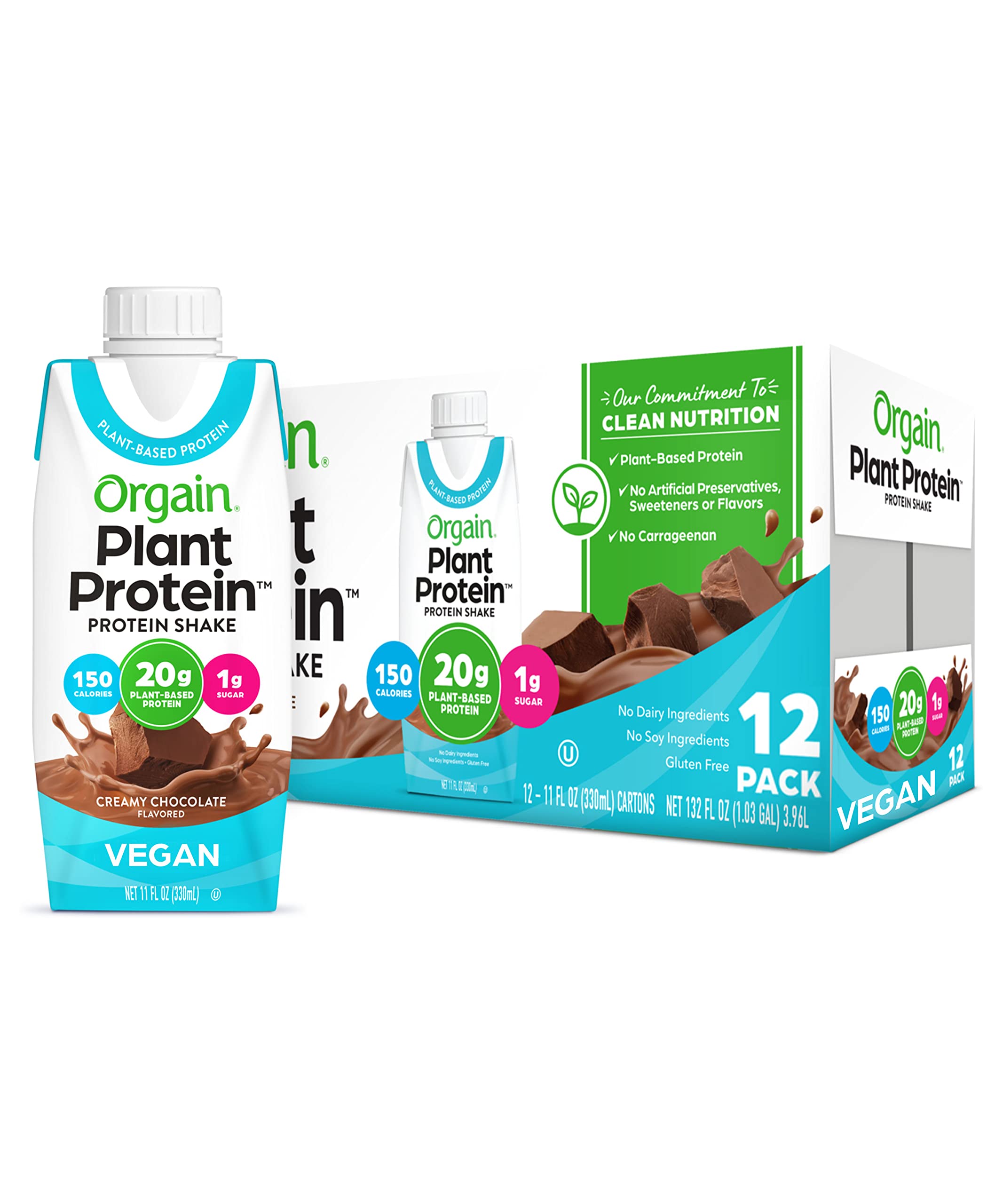 Orgain Vegan Protein Shakes, 20g of Plant Based Protein, Creamy