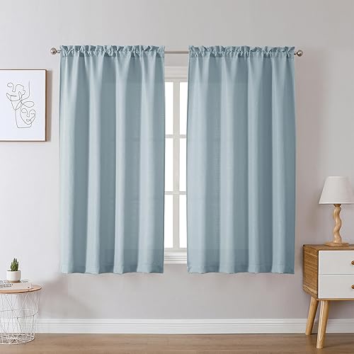 Miniatura 117 de Chyhomenyc Cortinas Rojas Navideñas de 84 Pulgadas de Largo Juego de 2 Paneles, Lino Sintético Texturizado Semi Filtrante de Luz Suave Aireado