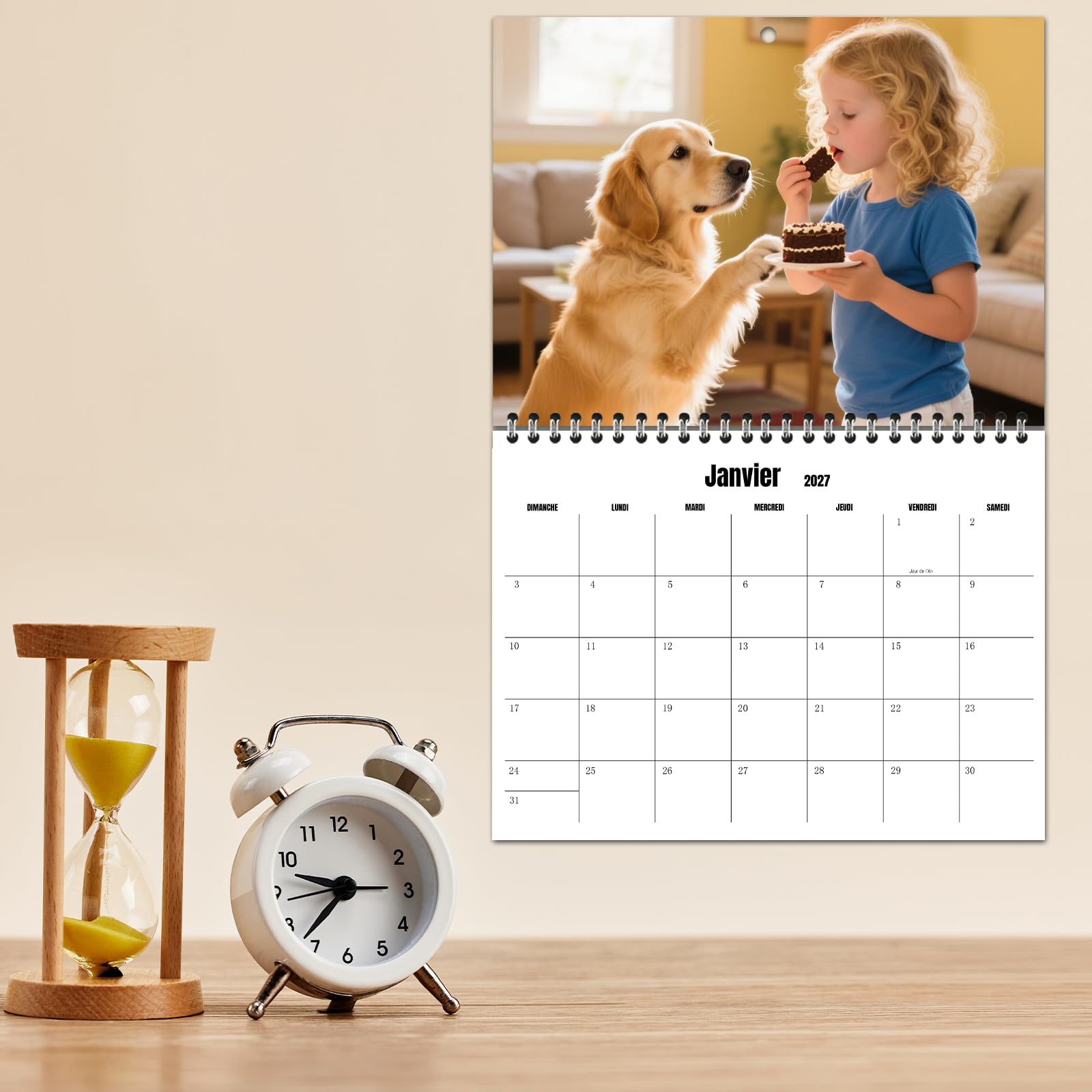 Calendrier mural personnalisé 2027 pour la maison et le bureau - Imprimez vos 13 souvenirs et créez votre propre calendrier personnalisés 2027 - Cadeau de Noël personnalisé
