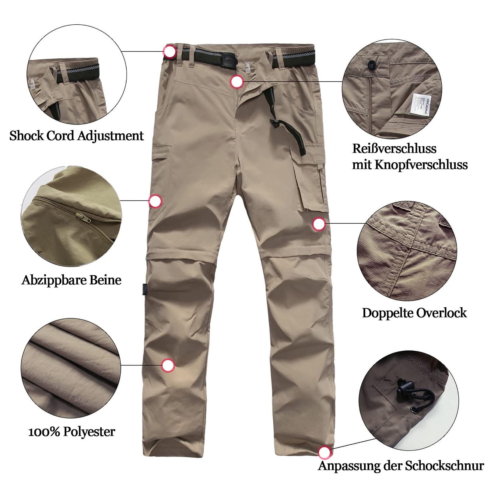 Pantalones de senderismo convertibles para niños, ligeros, de secado rápido, con cremallera, para niños, jóvenes, exteriores, UPF 50+, pantalones cargo casuales