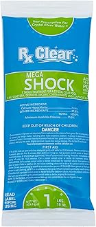 Rx Clear Mega Shock | 73% Calcium Hypochlorite | Kills Algae in Swimming Pools | Works As Pool Sanitizer Clarifier and Algicide | One Pound Bags | Single Pack