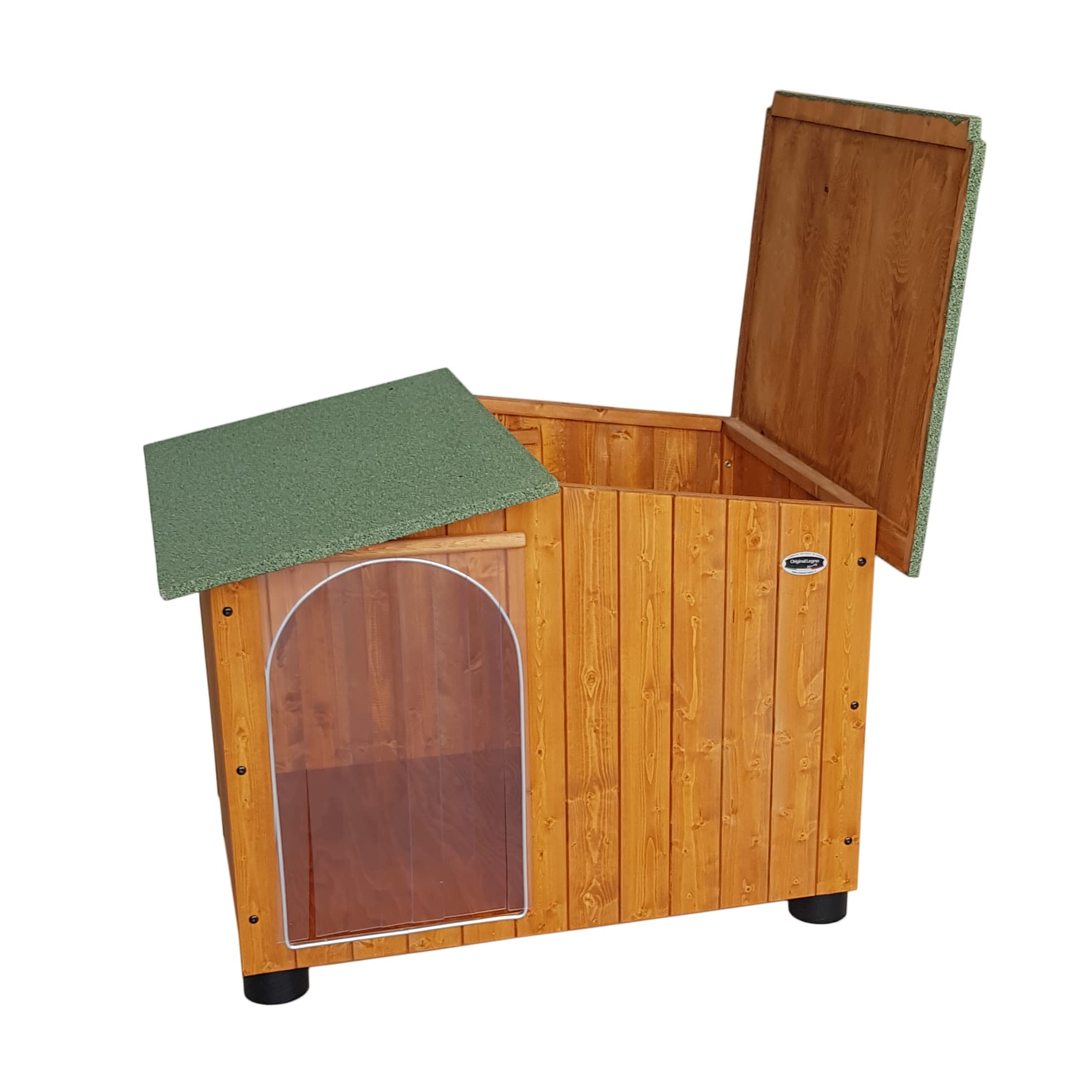 ORIGINAL LEGNO Achetez à l'usine Niche en Bois pour Chiens d'Extérieur Renforcée Cadeau Rideau Fabriqué en Italie Modèle Oasi Taille D - Berger Allemand 102x80xH80