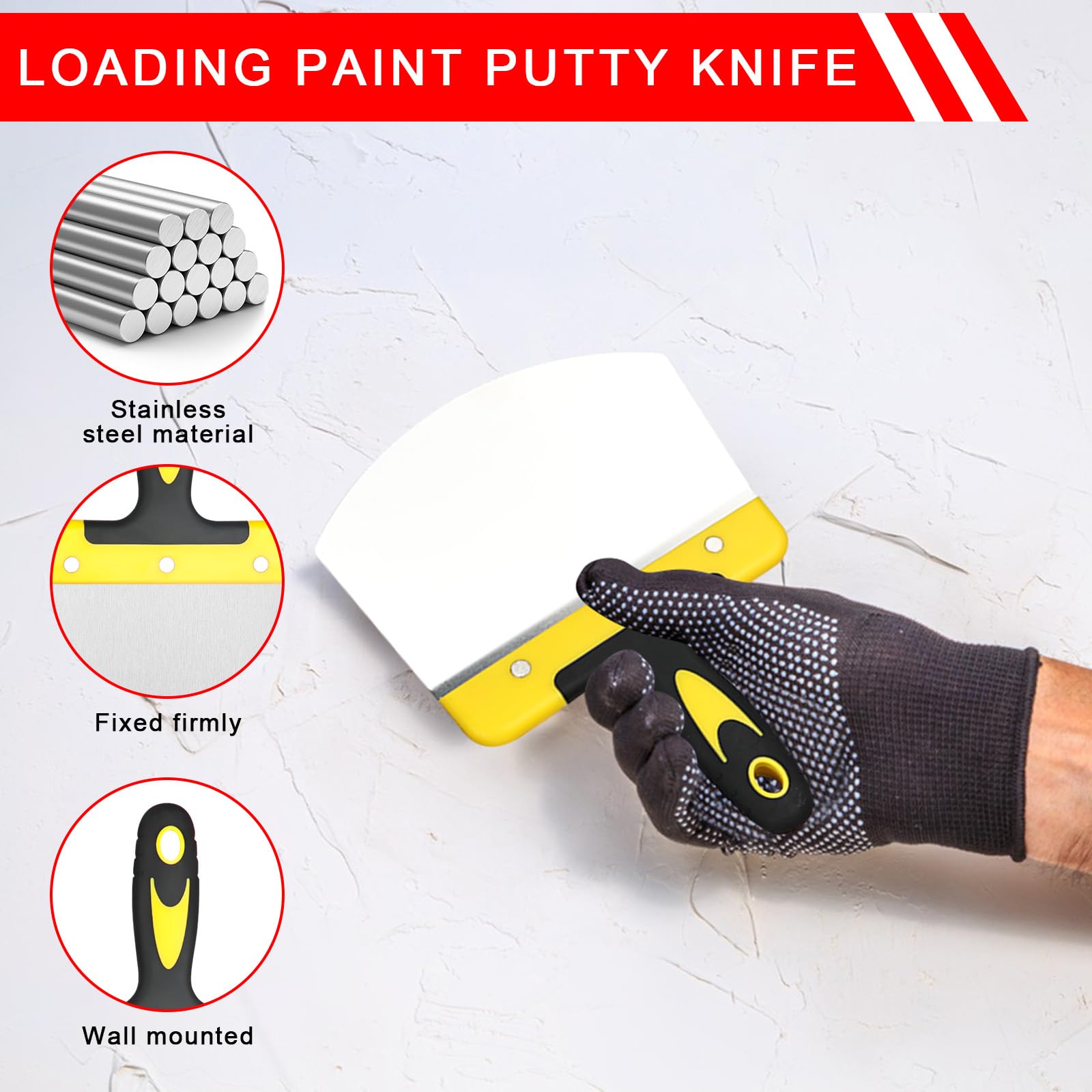 Juego de 2 espátulas para superficies de 40 cm/25 cm, con 2 esponjas abrasivas y espátula curvadora, herramientas de desmoldeo para gran área de trabajo, decoración de pared, herramienta de