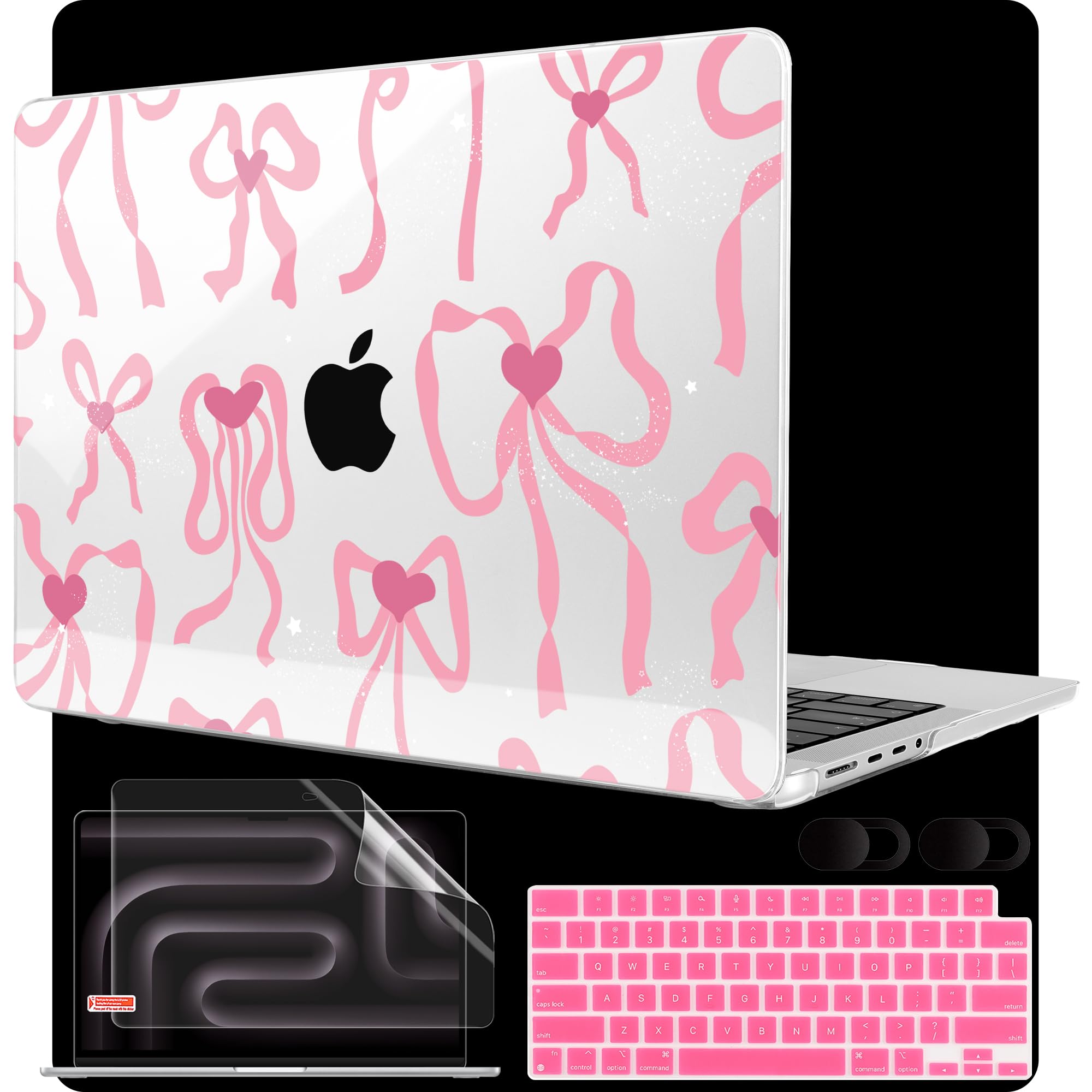 MEEgoodo Case for MacBook Pro 16 inch 2026 2024 2023 2021, Laptop Hard Shell Compatible with M5 M4 M3 M2 M1 Pro/Max Chip, Fit Model A3429/A3428/A3403/A3186/A2991/A2780/A2485, Coquette Ribbon Bow
