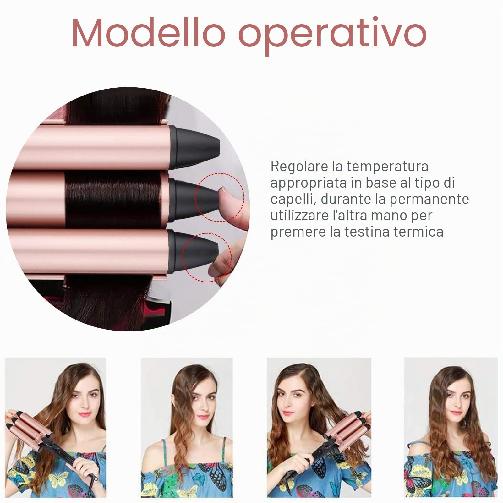 Piastra Onde per Capelli 3 Tubi Ferro Arricciacapelli Professionale 25mm Piastra Capelli Onde Beach Waves in Ceramica con Riscaldamento Rapido e 150°C /210°C Adatto per capelli lunghi e corti