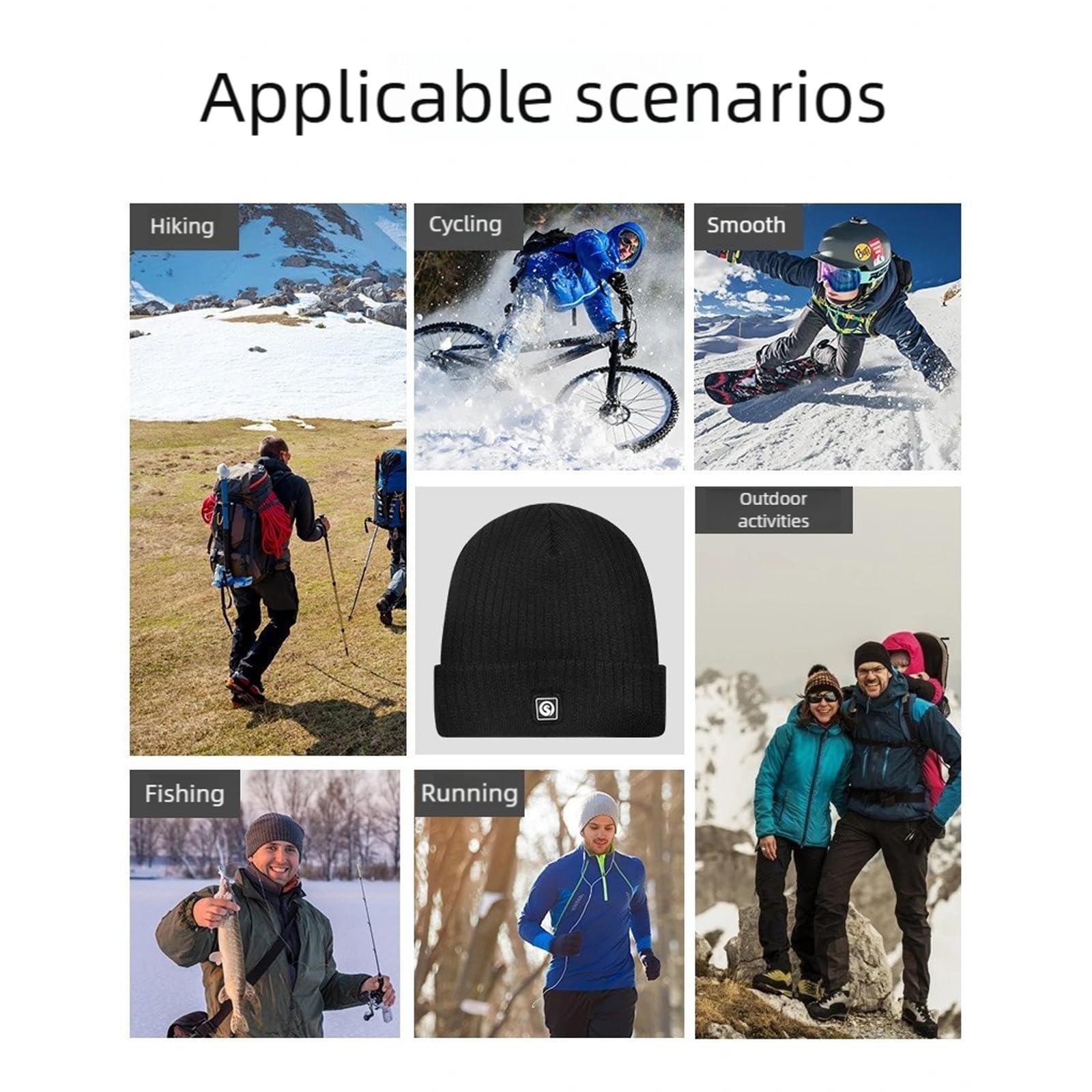 Gorro térmico recargable con tecnología de calefacción lejana que promueve la circulación sanguínea para el trabajo de invierno y para jugar, gorro de ciclismo con LED