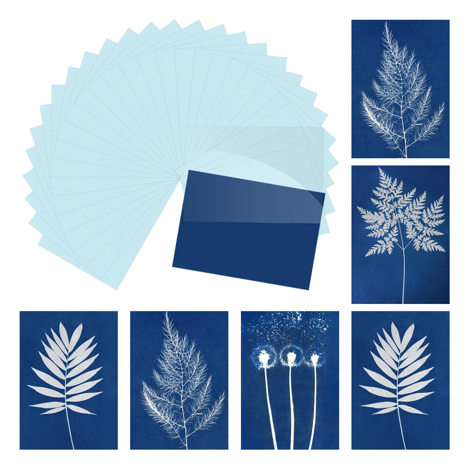 sourcing map Cyanotype Paper,12 Sheet Sun Print Kit High Sensitive Sun Light Blue Crafts Paper with Acrylic Board for Adults DIY Project Art,8.5x11.6 Inch (A4) — image 1