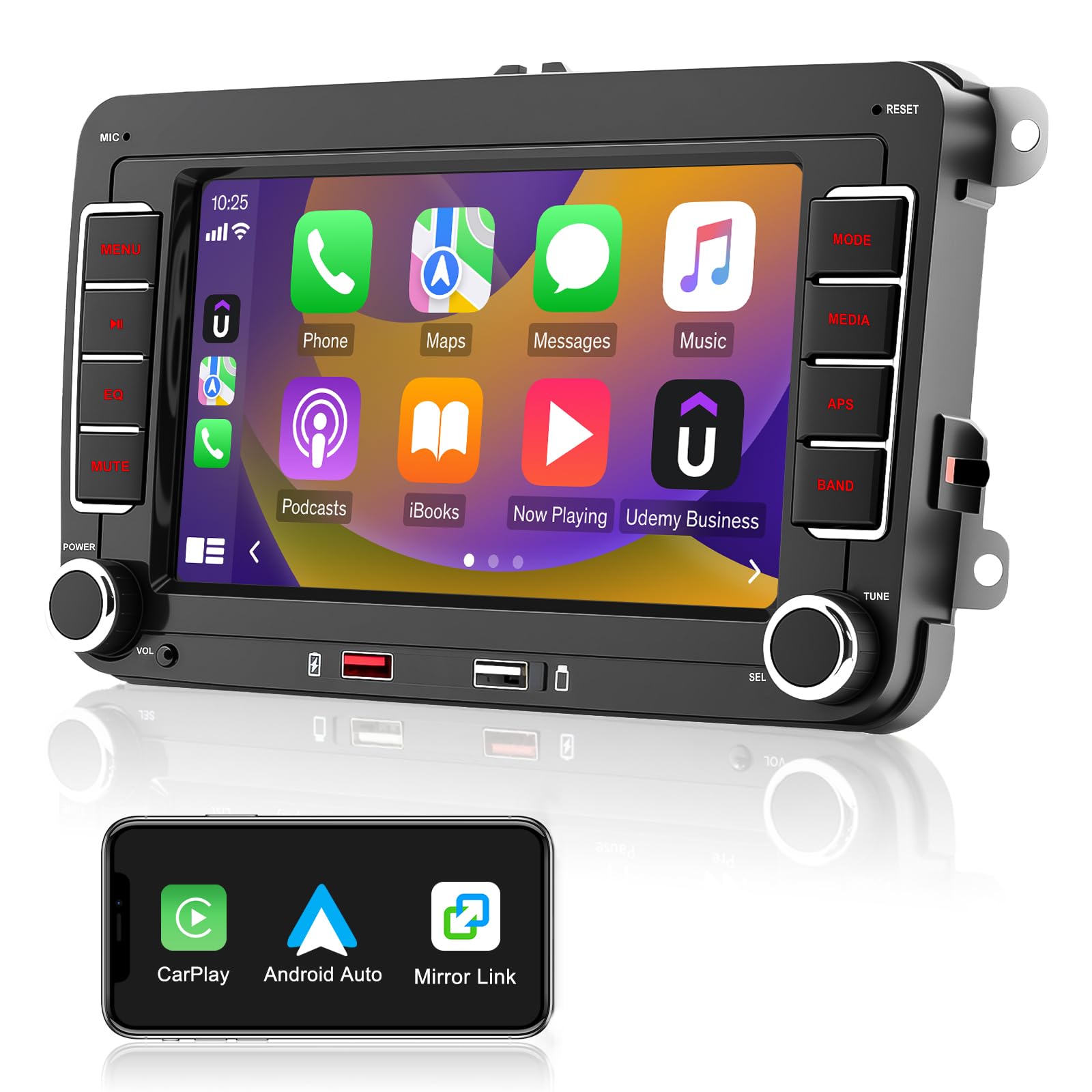 WERESOUND Autoradio per VW Golf 5 6 Passat Polo Tiguan Touran Skoda, Autoradio con Schermo Touch da 7 Pollici con CarPlay Wireless & Android Auto, Bluetooth Vivavoce, FM, AM, RDS, Canbus