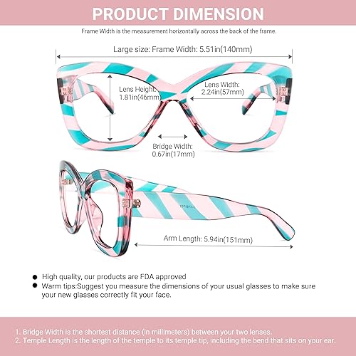 Miniatura 6 de VOOGLAM Gafas de bloqueo de luz azul con estilo de gran tamaño para las mujeres anti fatiga ocular gafas UV Undra