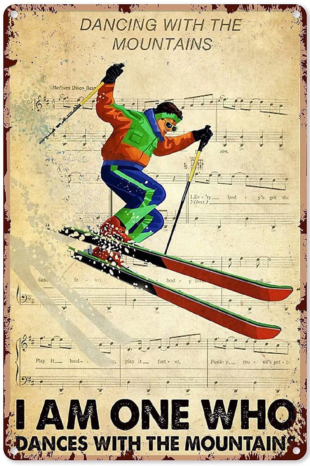 Ski Lovers Metal Signs, Fun Poster For Bar Kitchen Cafe Farmhouse Wall Decor 8x12inch
