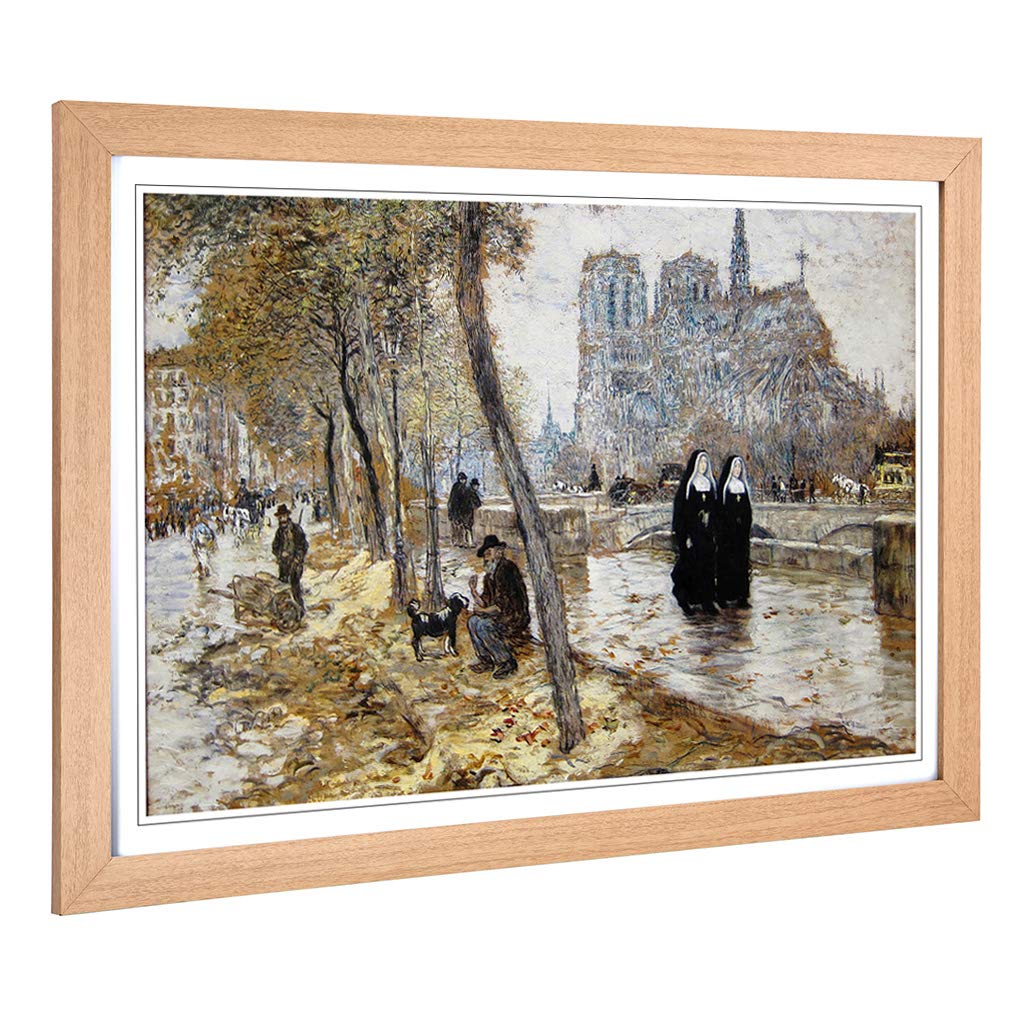 Big Box Art Framed Print of Jean-Francois Raffaelli Notre Dame Design | Wall Art Picture | Home Decor for Kitchen, Living Room, Bedroom, Hallway, Oak, A2 / 24.5x18 Inch / 62x45cm